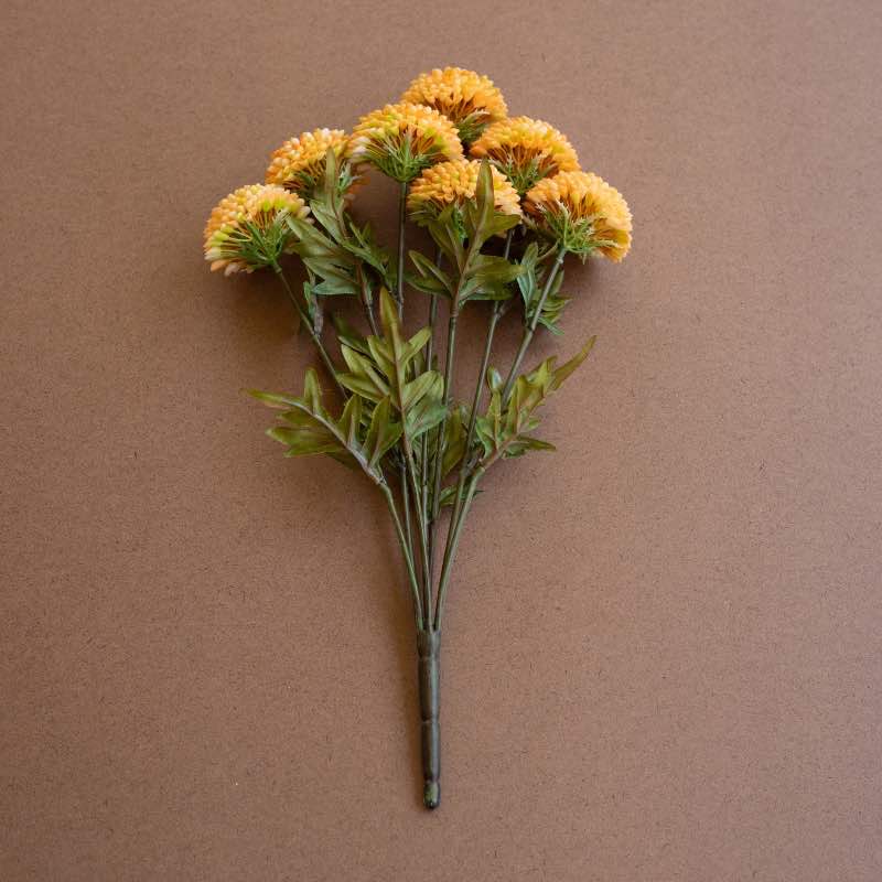Set of 3 Artificial Yellow Ball Dahlias Bundle of 7